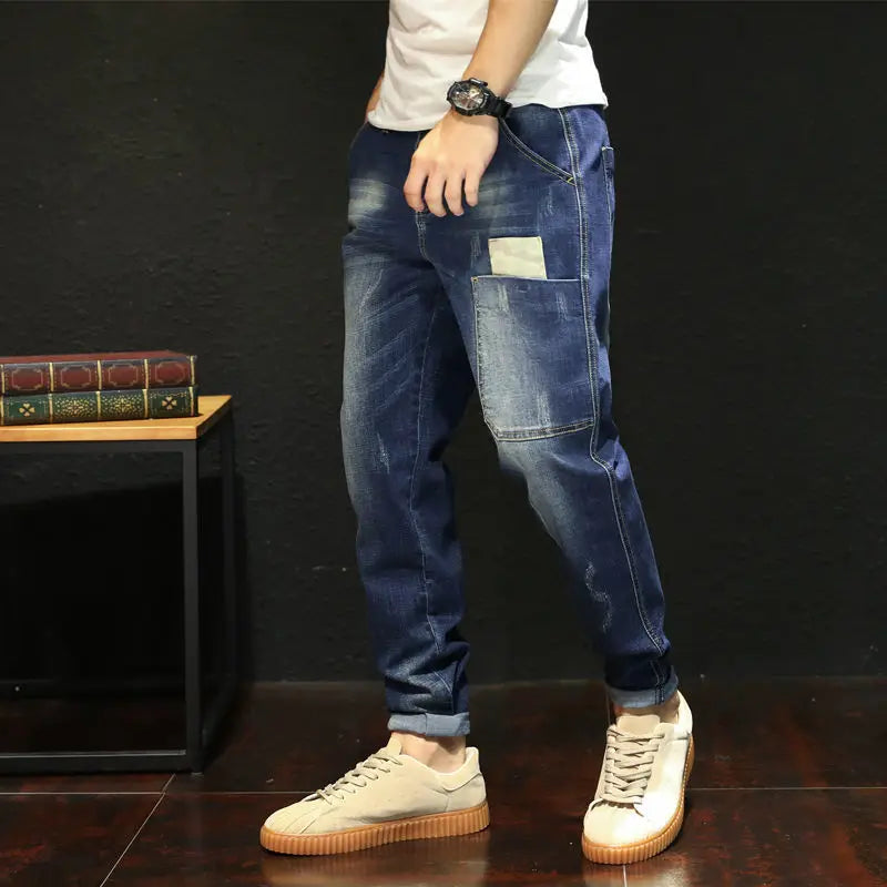 Jeans baggy noirs pour hommes, pantalons en denim respirants élastiques, vêtements pour hommes, streetwear masculin, mode, fjadt Plus, taille 48