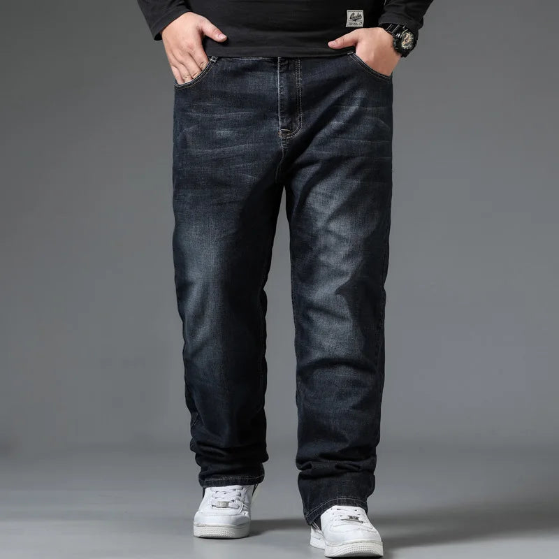 Jean Denim noir surdimensionné pour homme, pantalon pour mari, Streetwear, Baggy, décontracté, grande taille 50, 10XL