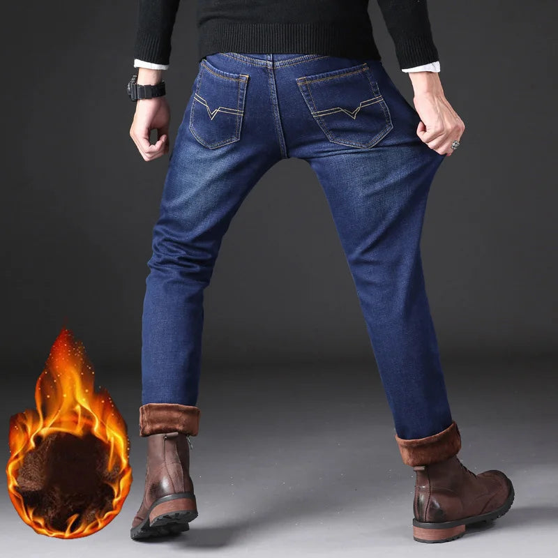 Jean chaud en denim pour homme, coupe slim, style baggy, droit, épais, à la mode, 10XL, nouvelle collection hiver