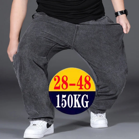 Jeans droits surdimensionnés pour hommes, pantalons en denim de coton, jeans élastiques, pantalons à jambes larges, streetwear noir, bleu, adt fjj