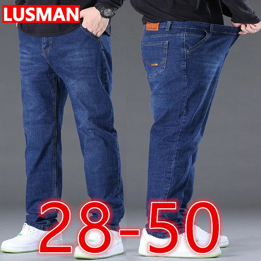 Jean à Jambes Larges pour Homme, Pantalon de Grande Taille 50, 150kg