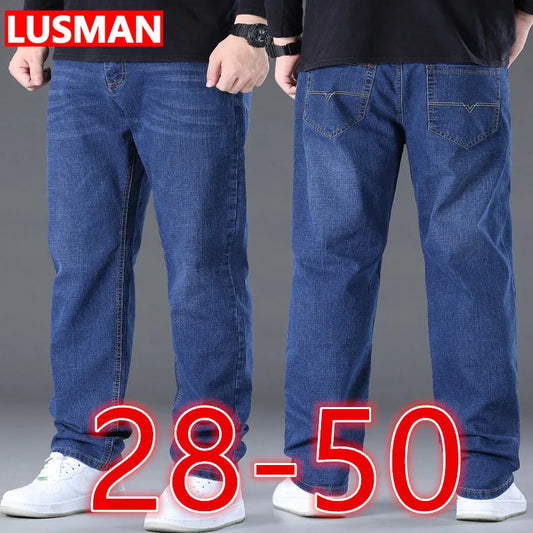 Jean en Denim de Grande Taille pour Homme, Pantalon à Jambes Larges, de 45 à 150kg