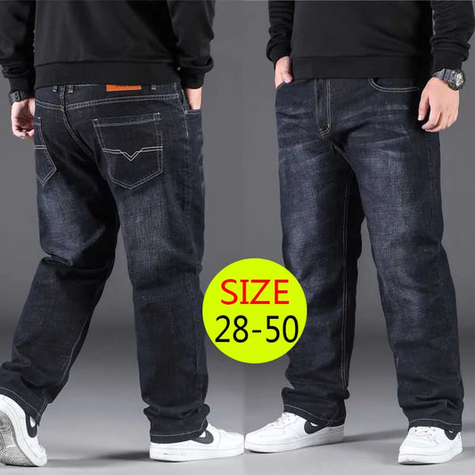 Jean Denim noir surdimensionné pour homme, pantalon pour mari, Streetwear, Baggy, décontracté, grande taille 50, 10XL