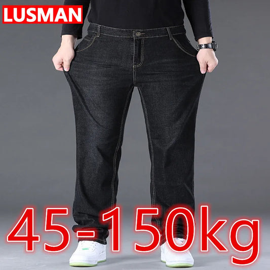 Jeans à jambes larges pour hommes, pantalons en denim, tissu à commande haute, grande taille, 45-150kg, grandes zones, bre