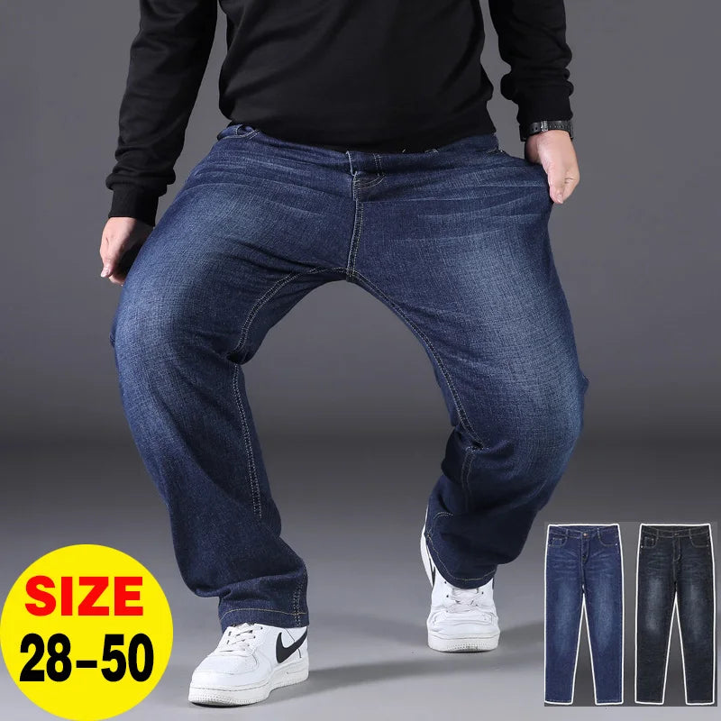 Jean Droit en Denim pour Homme, Pantalon Surdimensionné, Décontracté, Grande Taille 10XL, Style Urbain, 50 Pièces