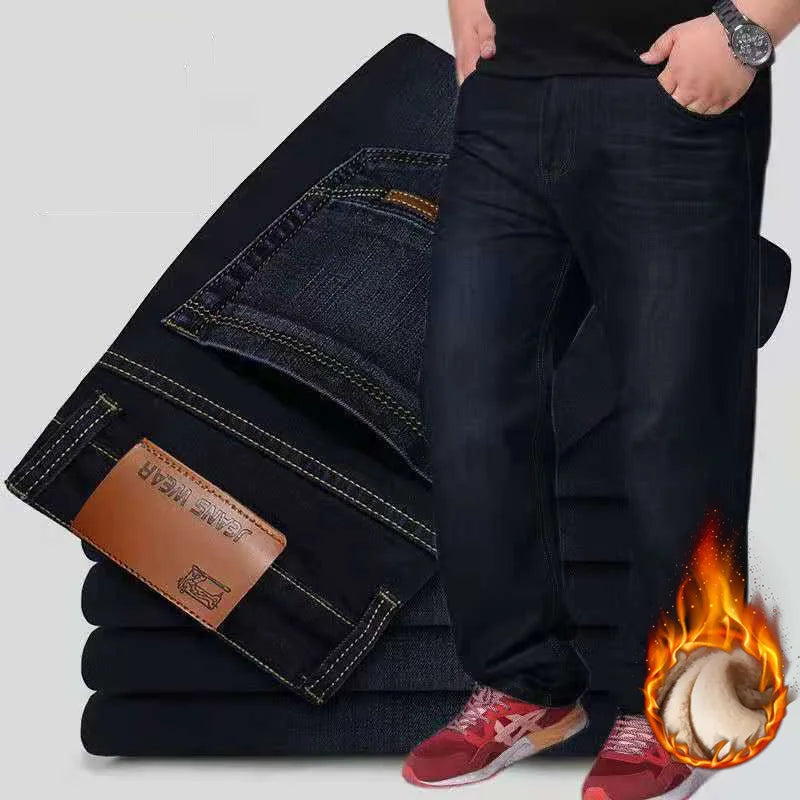 Jean chaud en denim pour homme, coupe slim, style baggy, droit, épais, à la mode, 10XL, nouvelle collection hiver