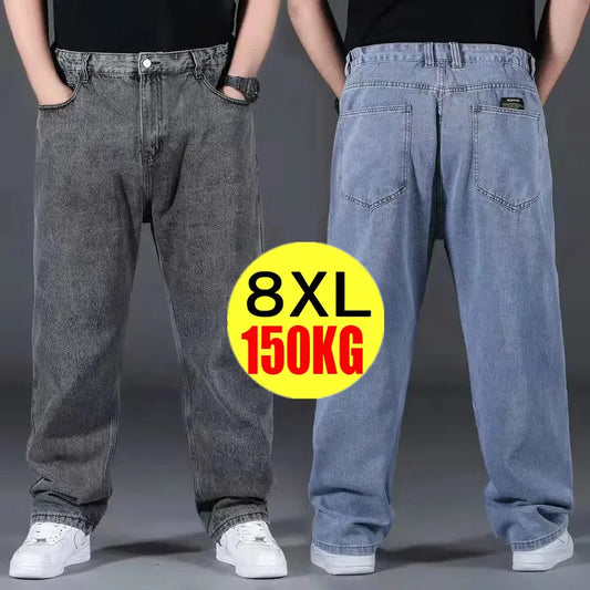 Jean Denim surdimensionné pour homme, pantalon en coton, 10xl, Streetwear, respirant, ample, taille élastique, décontracté